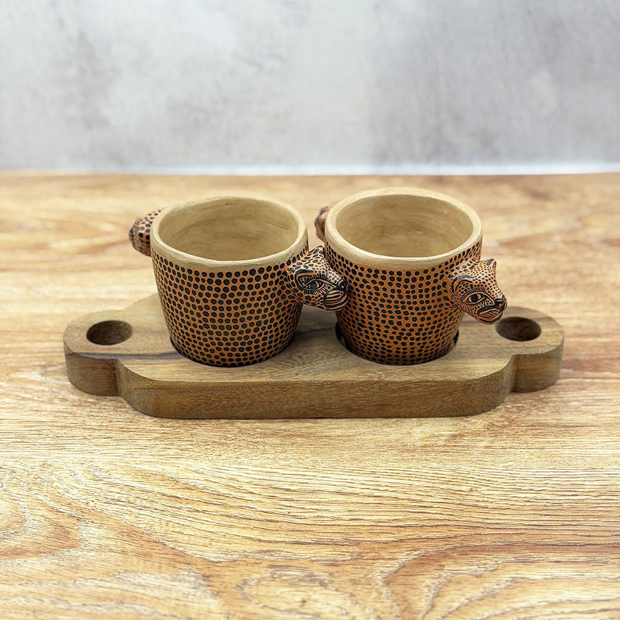 Double sauce bowl set wiht jaguar design