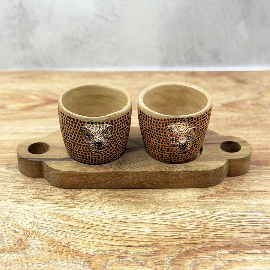 Double sauce bowl set wiht jaguar design