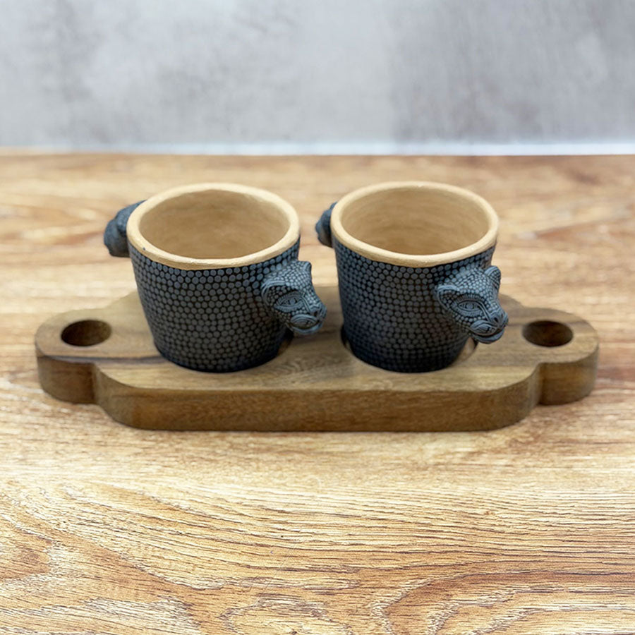 Double sauce bowl set wiht jaguar design