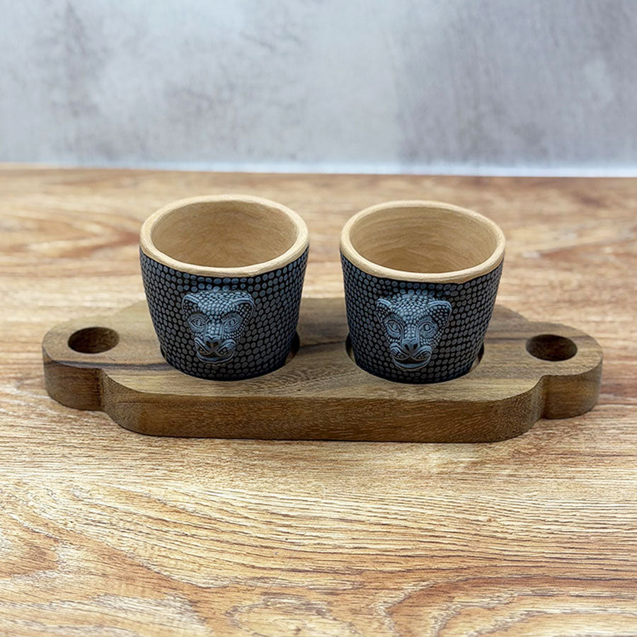 Double sauce bowl set wiht jaguar design