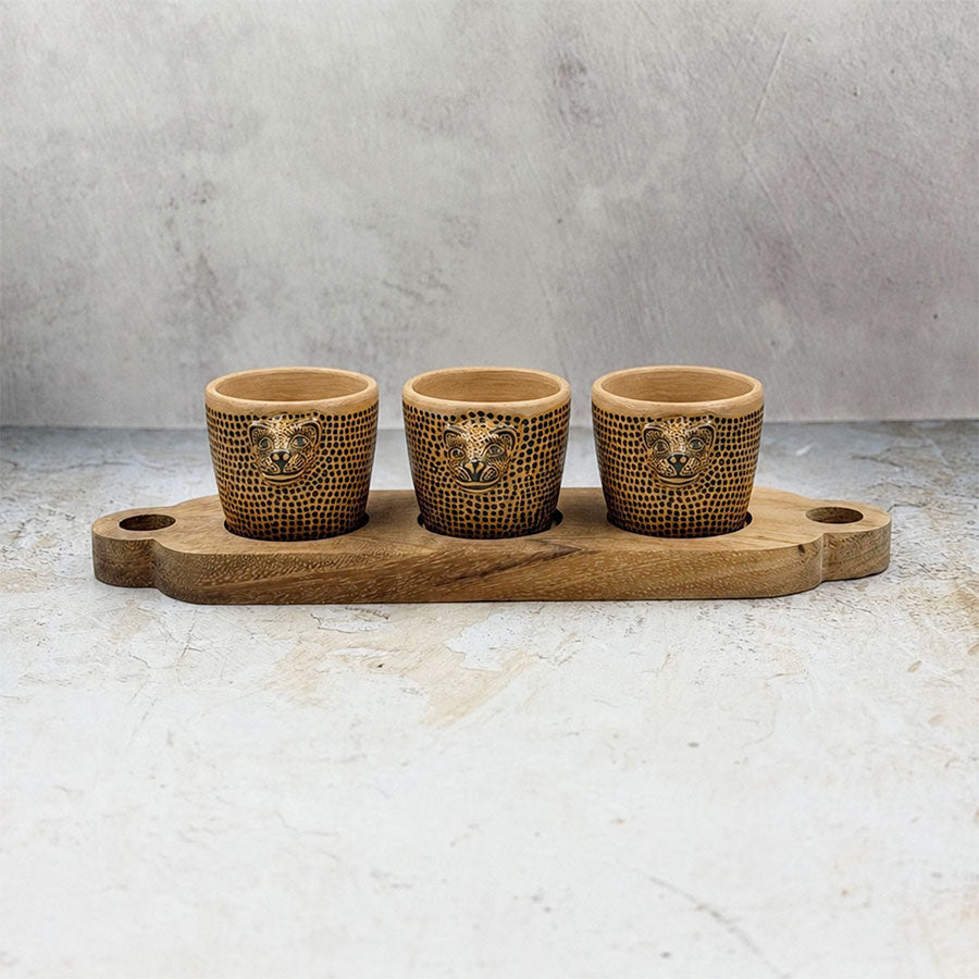 Set de charola con salsera triple jaguar