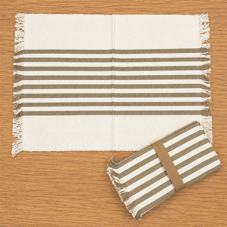 Set of 4 handmade placemats with central stripe design
