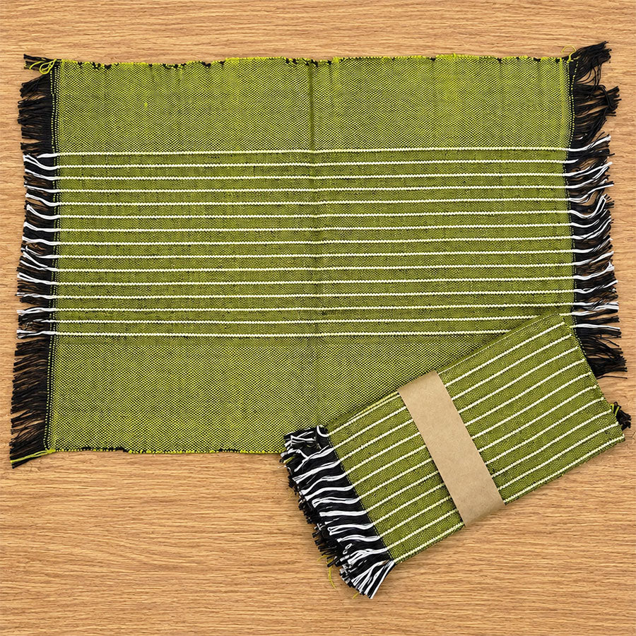 Set of 4 handmade placemats with striped design