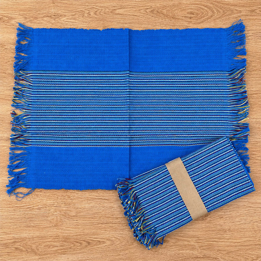 Set of 4 handmade placemats with striped design