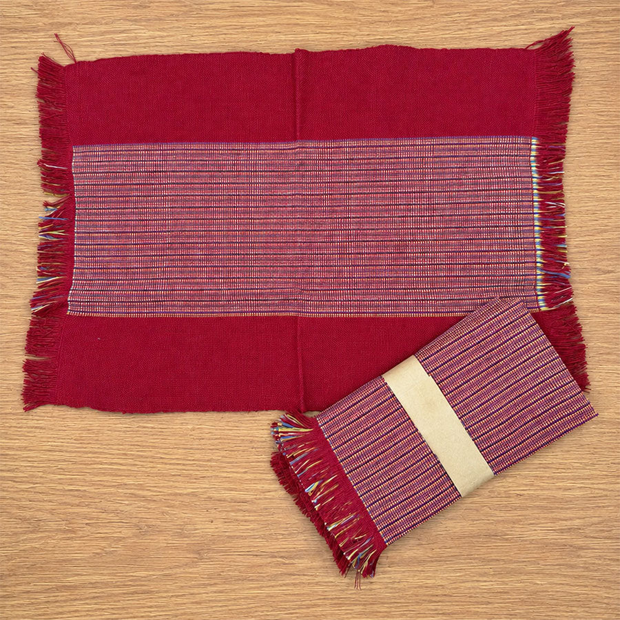 Set of 4 handmade placemats with striped design