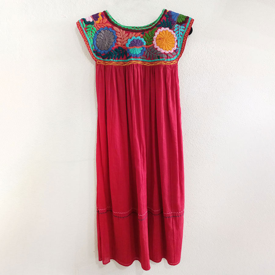 Red dress with large flowers