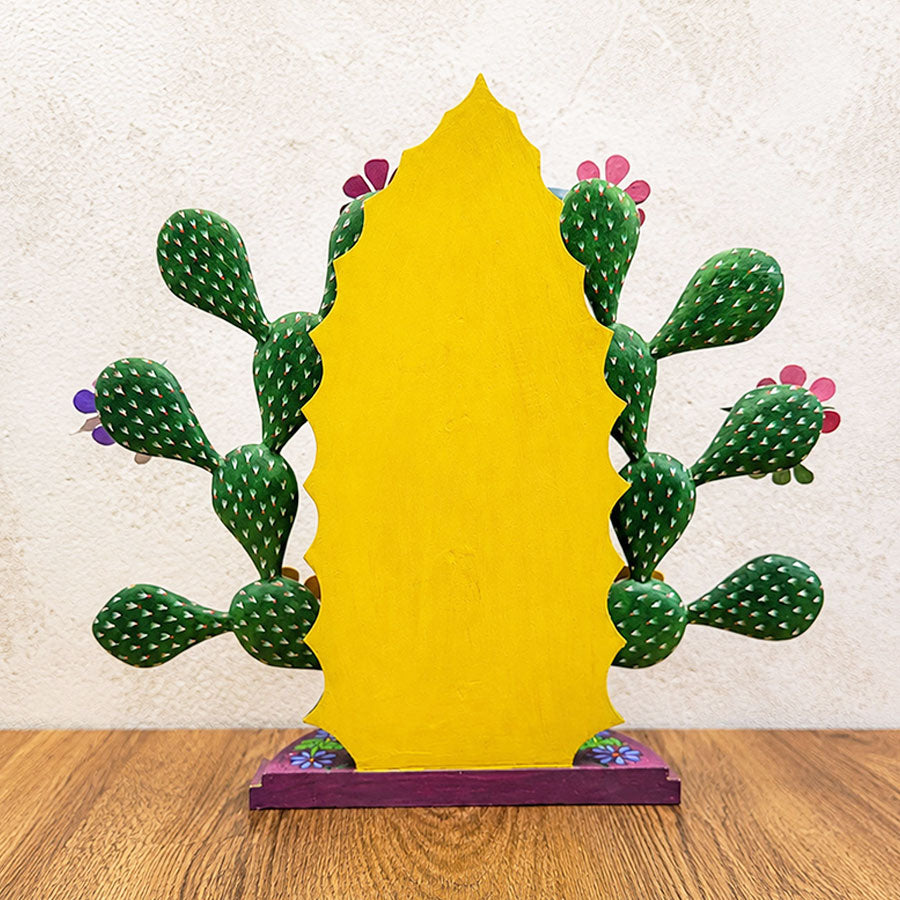 Virgin of Guadalupe with prickly pear cactus pads