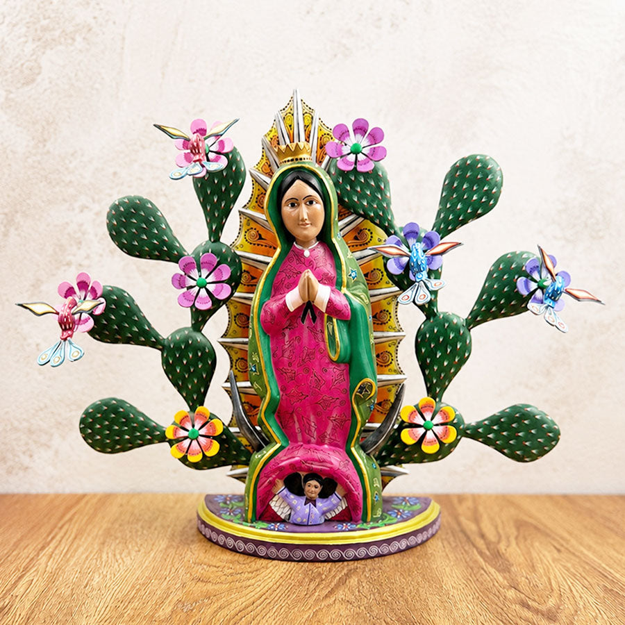 Virgin of Guadalupe with prickly pear cactus pads